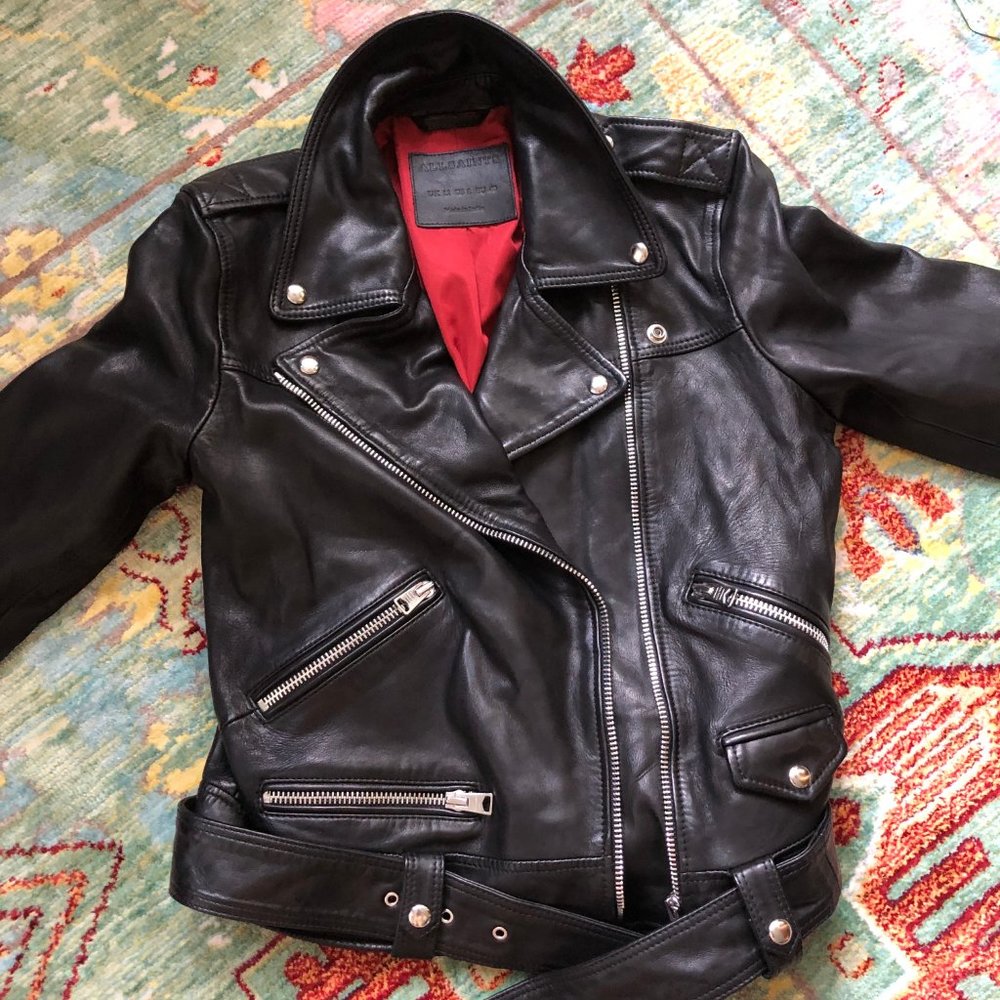 New All Saints Black Leather Jacket (S)